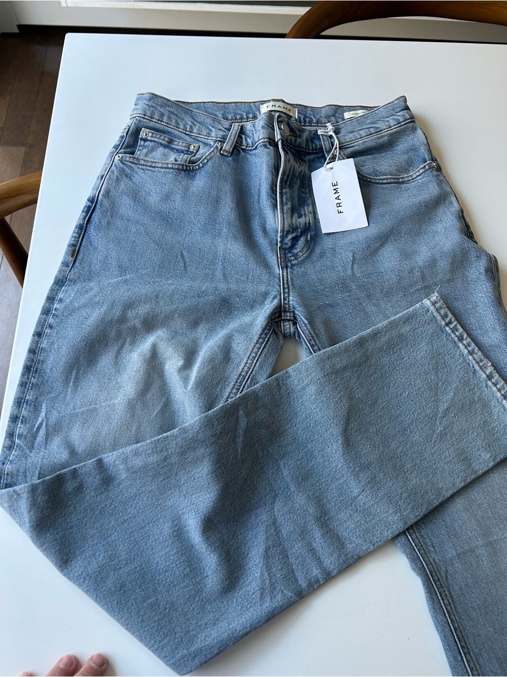 Frame Denim Light Wash High-Rise Straight Leg Jeans
